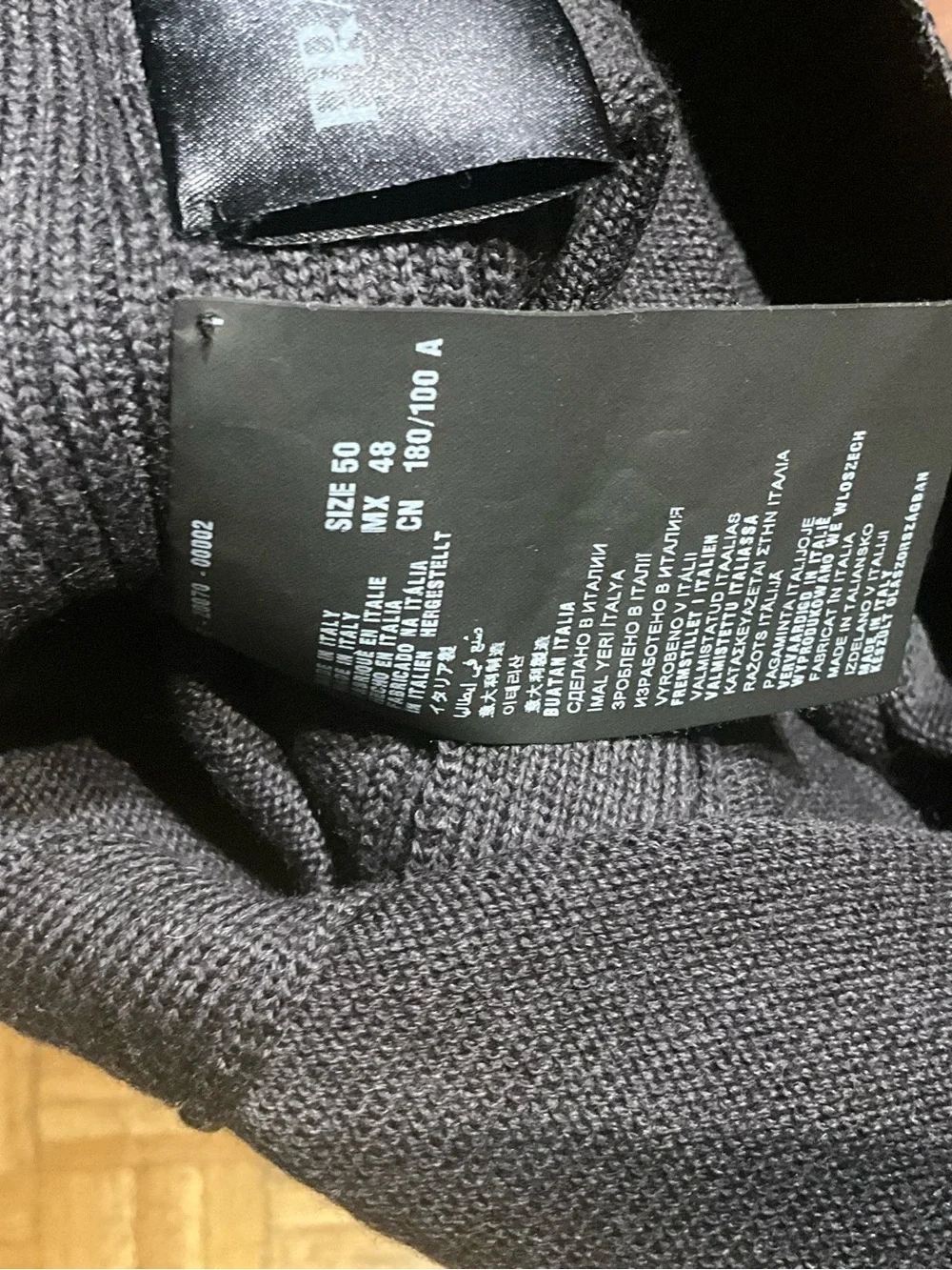 Prada Dark gray Men's V-Neck Button Cardigan with Red Logo Tab